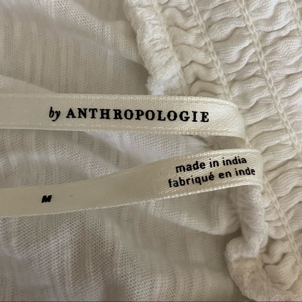 A By Anthropologie WHITE Off Shoulder Black Floral Embroidered Cottagecore Top - Picture 10 of 11
